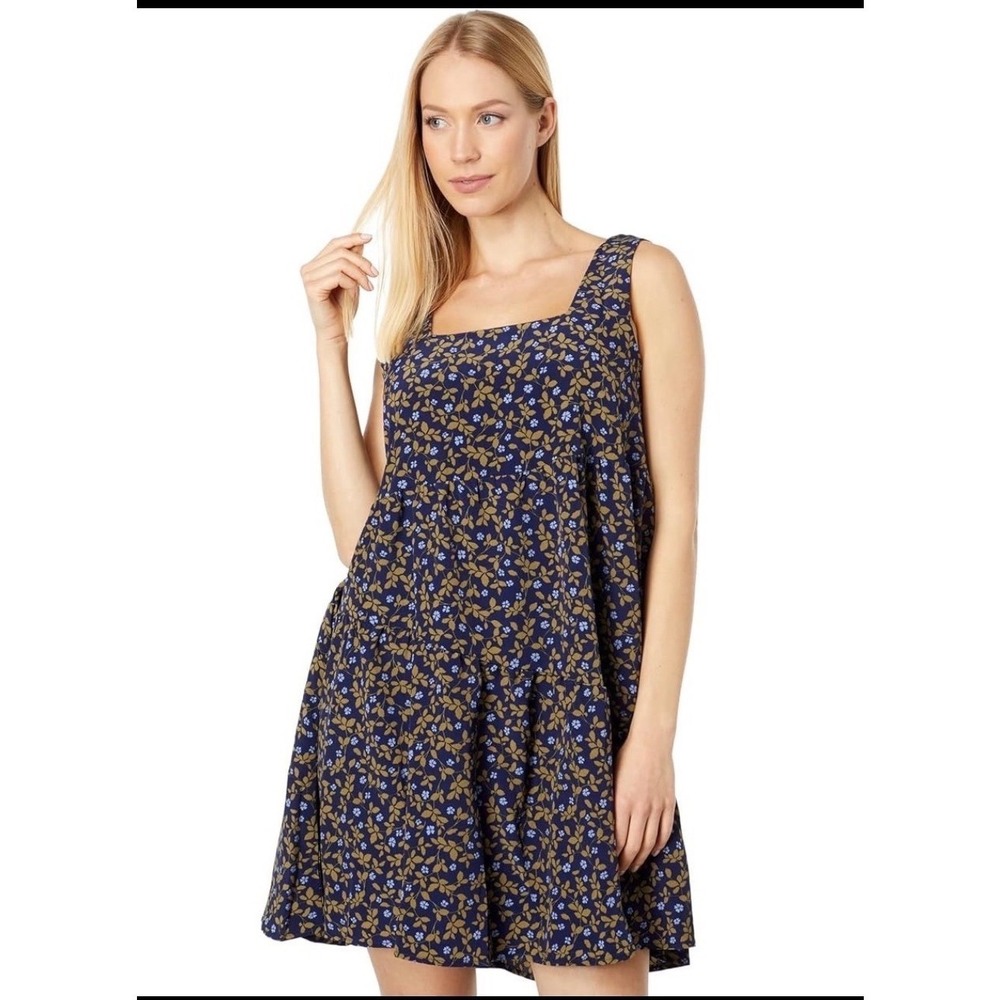 Moon River Blue Floral Tiered Dress Womens Small Cottagecore Prairie Swing